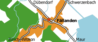 Situation Fllanden: Zufahrt von Dbendorf, Schwerzenbach, Maur oder aus Zrich-Witikon